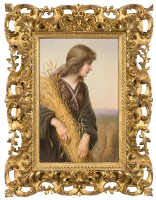 Lot 522 - KPM Framed Painted Porcelain Plaque of Ruth...