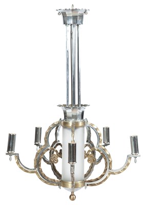 Lot 254 - Art Deco Style Chromed Metal, Brass and Glass...