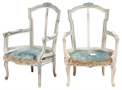 Lot 306 - Pair of Louis XV Style Blue and White Painted...