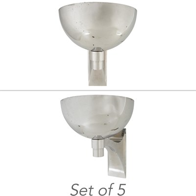 Lot 316 - Set of Five Chromed Metal Wall Lights Height...