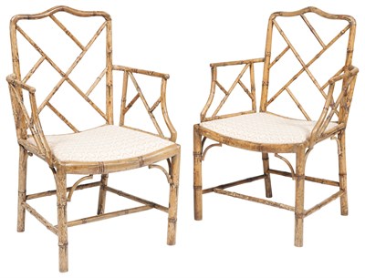 Lot 439 - Pair of George III Faux-Bamboo Japanned Open...