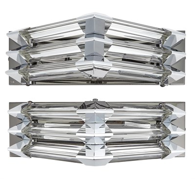 Lot 159 - Pair of Art Deco Style Chromed Metal and Glass...