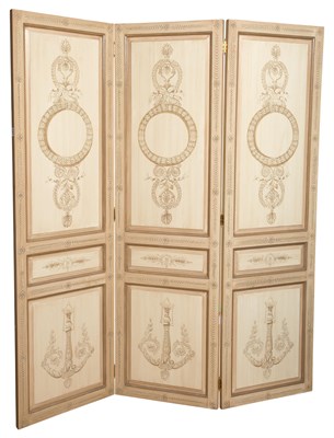 Lot 312 - Neoclassical Style Painted Wood Three Fold...