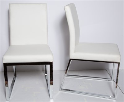 Lot 334 - Pair of Contemporary White Leather Upholstered...