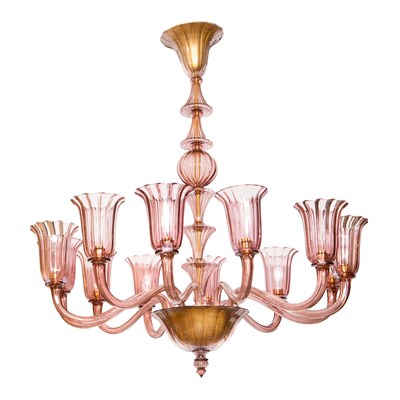 Lot 416 - Italian Hand-Blown Amethyst Ribbed Glass...