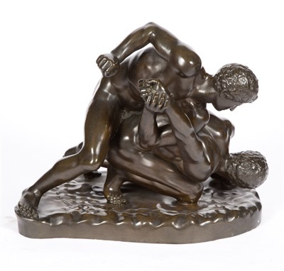 Lot 338 - Bronze Patinated Metal Group of The Wrestlers...