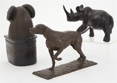 Lot 332 - Patinated Bronze Figure of a Pointer Signed...