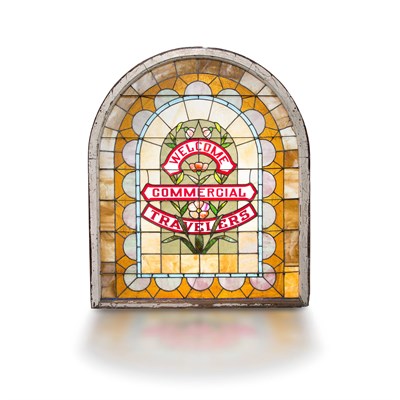 Lot 230 - Stained, Leaded Glass and Wood Framed...