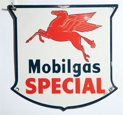 Lot 232 - Mobilgas 'Pegasus' Double-Sided Gas Globe Milk...