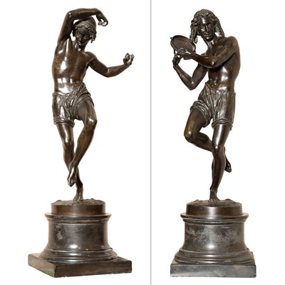 Lot 438 - Pair of Patinated Bronze Figures of Male...