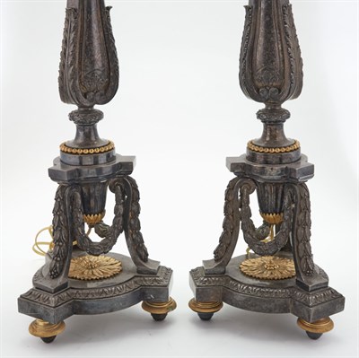 Lot 485 - Pair of Louis XVI Style Silver-Plate and...