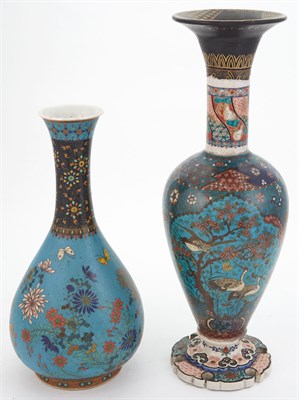 Lot 231 - Two Japanese Cloisonné on Porcelain Vases...