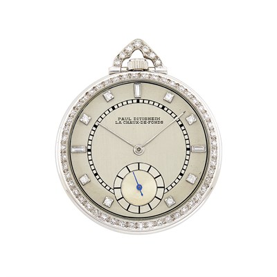 Lot 244 - Platinum and Diamond Open Face Pocket Watch, Paul Ditisheim, La Chaux-de-Fonds