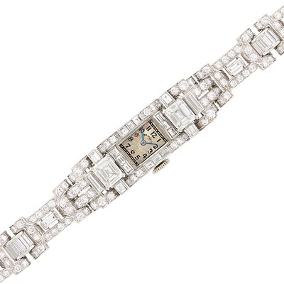 Lot 477 - Platinum and Diamond Wristwatch