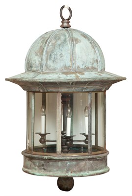 Lot 245 - Patinated Copper and Glass Lantern Height 47...