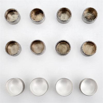 Lot 376 - Set of Four English Sterling Silver Napkin...