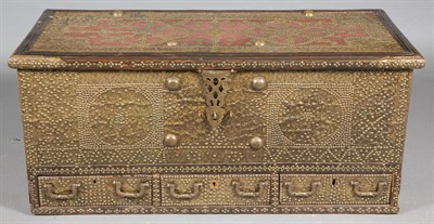 Lot 478 - Middle Eastern Brass-Mounted Painted Wood...