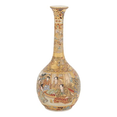 Lot 225 - Japanese Satsuma Ceramic Bottle Vase Height 7...
