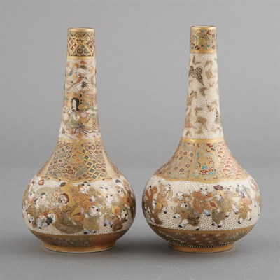 Lot 26 - Two Similar Japanese Satsuma Vases Meiji...