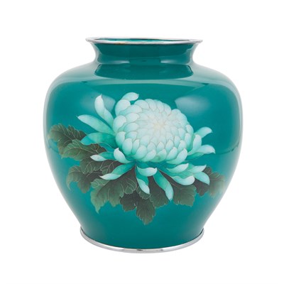 Lot 552 - Japanese Metal-Mounted Green Ground Cloisonné...