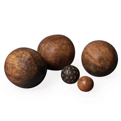 Lot 516 - Group of Five Wooden Balls 20th Century...