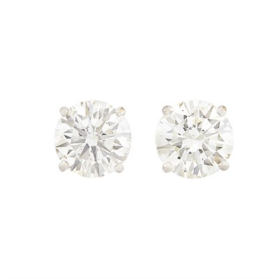 Lot 129 - Two Diamond Earrings about 5.50 cts., 14K 1 dwt.