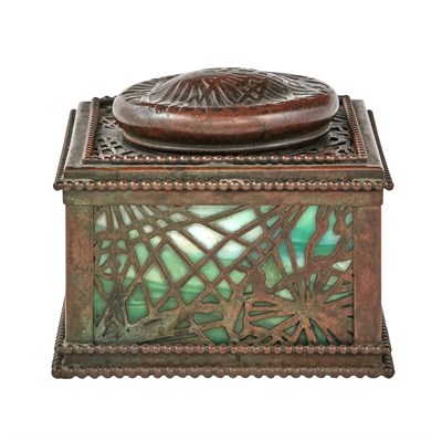 Lot 267 - Tiffany Studios Etched Metal and Favrile Glass...