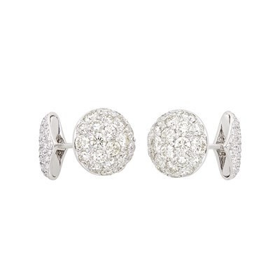 Lot 243 - Pair of White Gold and Diamond Cufflinks