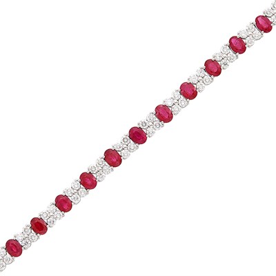 Lot 109 - White Gold, Ruby and Diamond Bracelet