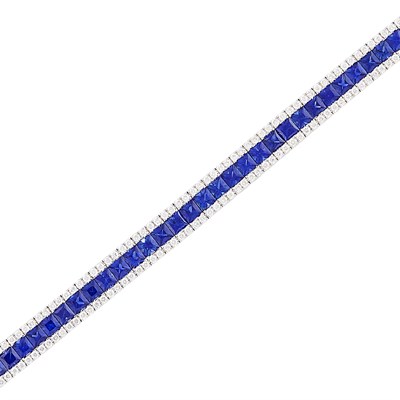 Lot 203 - White Gold, Sapphire and Diamond Bracelet