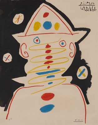 Lot 2134 - After Pablo Picasso LE CLOWN Color lithograph,...