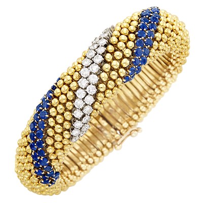 Lot 436 - Gold, Sapphire and Diamond Bracelet
