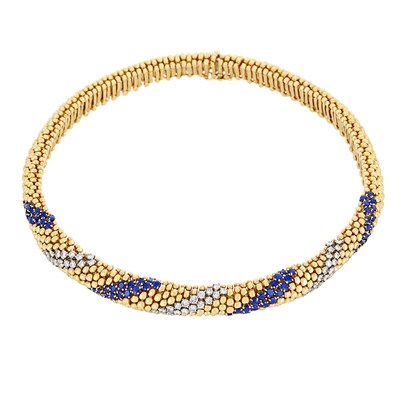 Lot 439 - Gold, Sapphire and Diamond Necklace