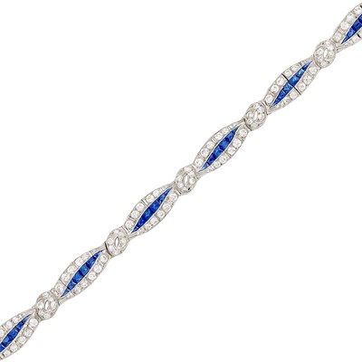 Lot 484 - Platinum, Diamond and Sapphire Bracelet