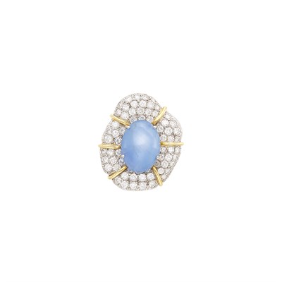 Lot 341 - Gold, Platinum, Gray Star Sapphire and Diamond Ring