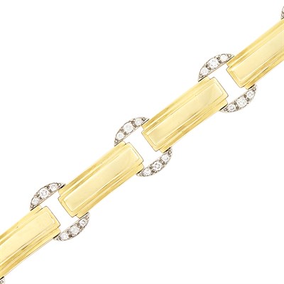 Lot 366 - Gold, Platinum and Diamond Link Bracelet, David Webb