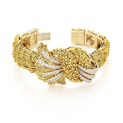 Lot 327 - Gold and Diamond Bracelet