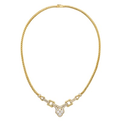 Lot 303 - Gold and Diamond Necklace