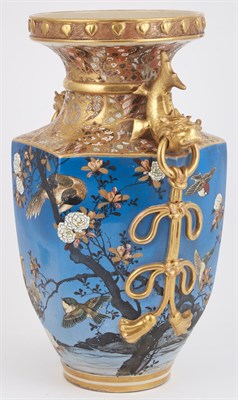 Lot 461 - Japanese Satsuma Pottery Blue Ground...