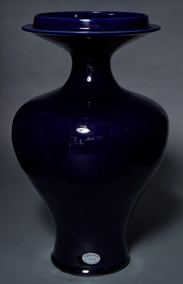 Lot 21 - Japanese Blue Glazed Vase Of exaggerated...