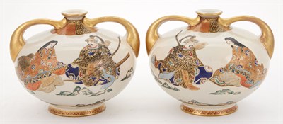 Lot 468 - Pair of Japanese Satsuma Gilt, Hand-Painted...