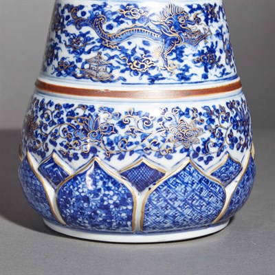 Lot 23 - Japanese Blue, White and Gilt Porcelain Vase...