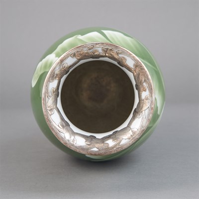Lot 18 - Japanese Silver Mounted Porcelain Vase Signed...