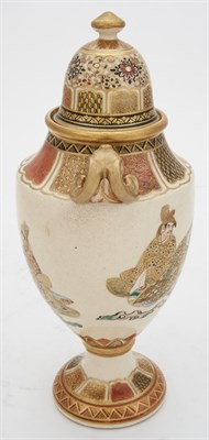 Lot 174 - Satsuma Pottery Vase and Cover Decorated with...