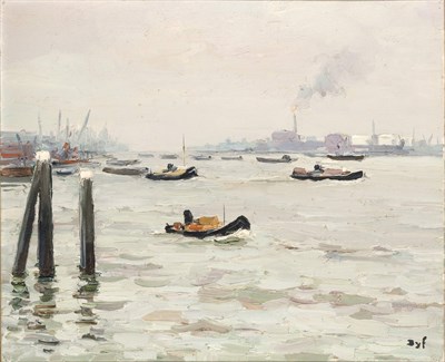 Lot 1142 - Marcel Dyf French, 1899-1985 Rotterdam Harbo...