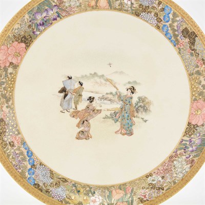 Lot 497 - Three Satsuma Pottery Plates Diameter of...