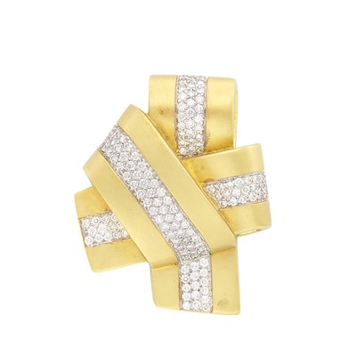 Lot 279 - Two-Color Gold and Diamond Clip-Brooch, Marlene Stowe