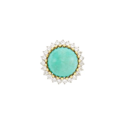Lot 374 - Platinum, Gold, Turquoise and Diamond Ring