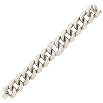 Lot 278 - White Gold and Diamond Curb Link Bracelet, Marlene Stowe