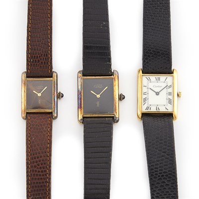 Lot 1652 - Three Gold-Plated Wristwatches, Must de Cartier